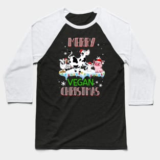 Cute Animals Merry Vegan Christmas Baseball T-Shirt